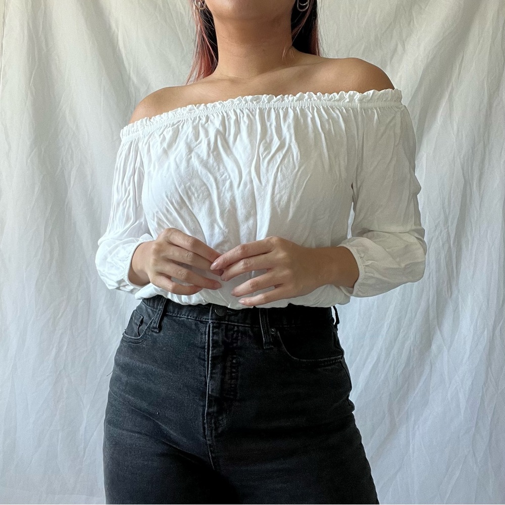 White Off-Shoulder Women's Top